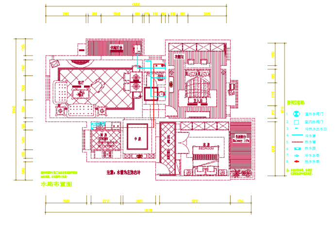 某住宅地中海（二房）装修设计施工CAD图_图1