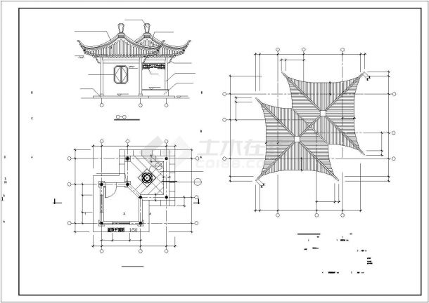 古建双亭建筑设计方案CAD施工图-图一