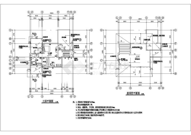 某地区独立别墅设计cad户型图纸-图二