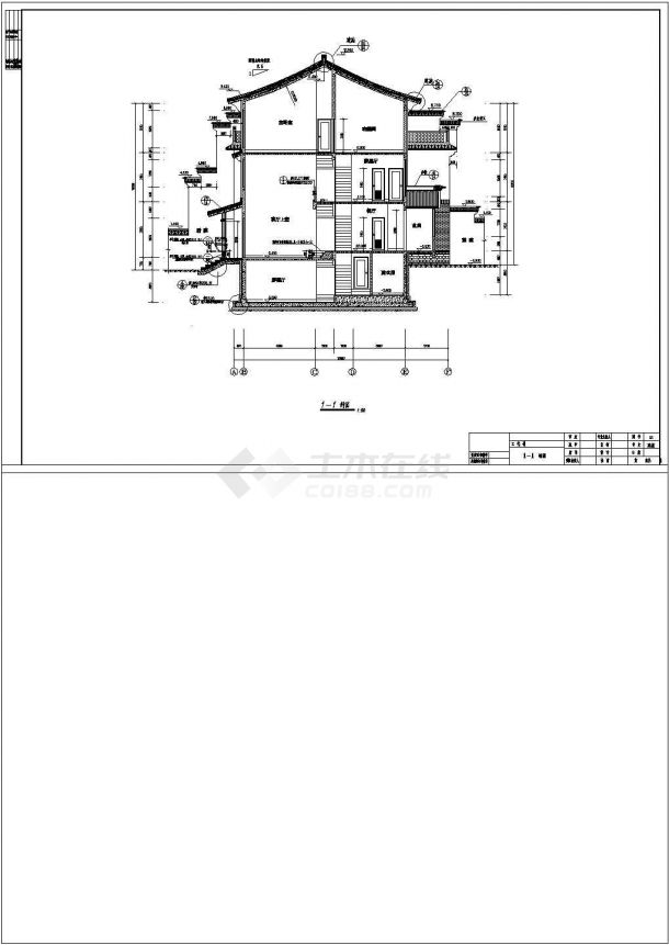 某地区高档别墅h型建筑设计CAD施工方案图-图二