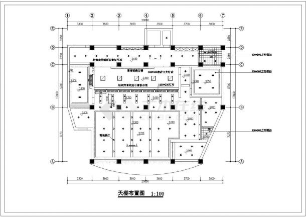 某地区建设银行分理处cad平面装修施工图-图二