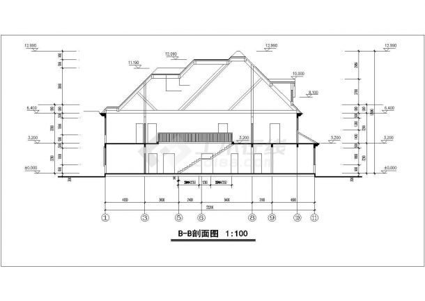 某框架结构别墅CAD施工设计精美详细图-图一
