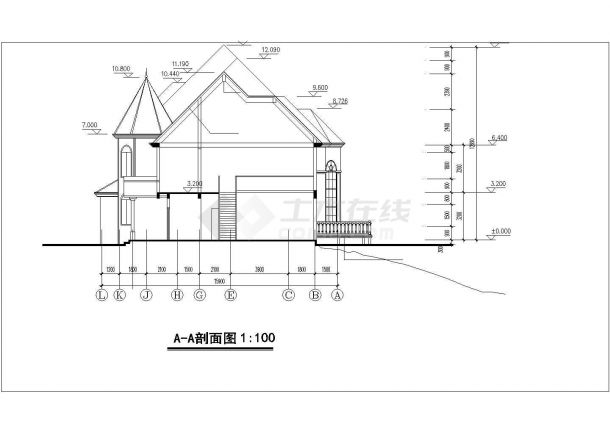 某框架结构别墅CAD施工设计精美详细图-图二