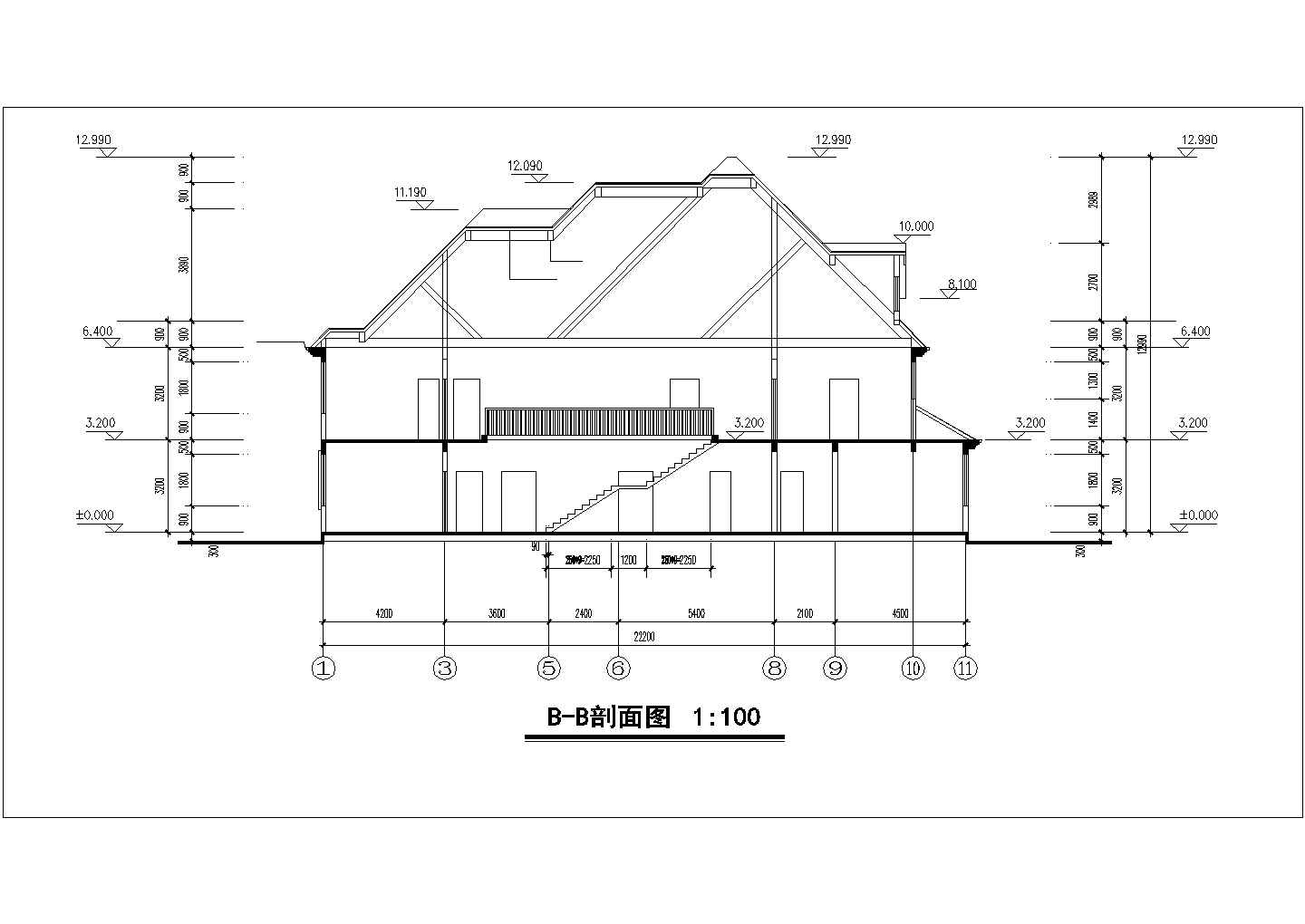 某框架结构别墅CAD施工设计精美详细图