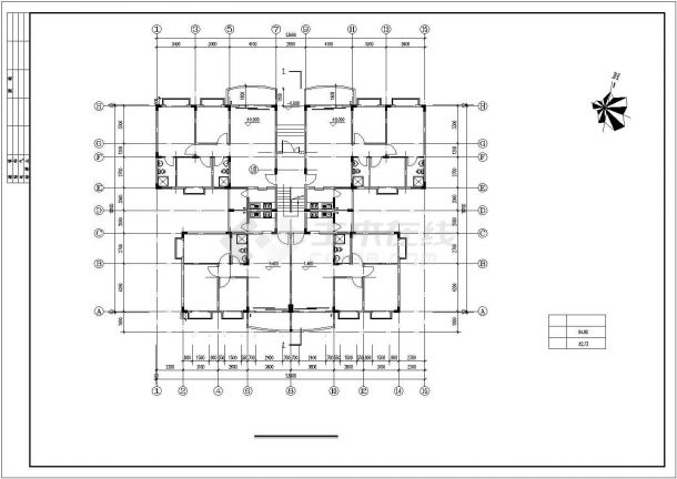 长23.6米 宽18.1米 七层复式1梯4户点式住宅楼设计图-图二