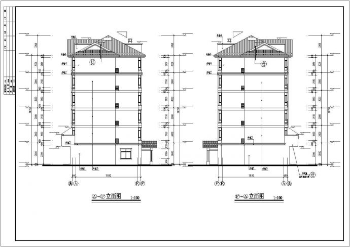 长32.65米 宽13.025米 6层阁楼2单元每单元2户住宅楼设计图_图1