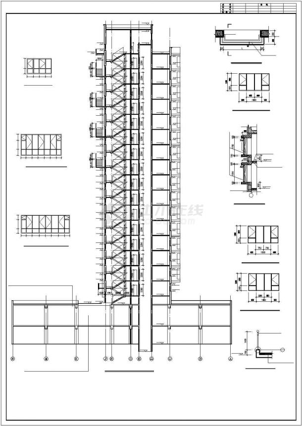 长37.8米 宽12.9米 16层2单元每单元2户住宅楼设计图-图一