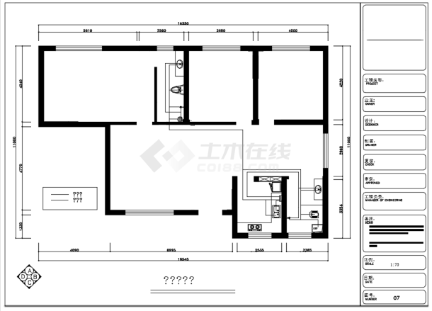 某住宅简洁三居装修施工图附效果图-图一