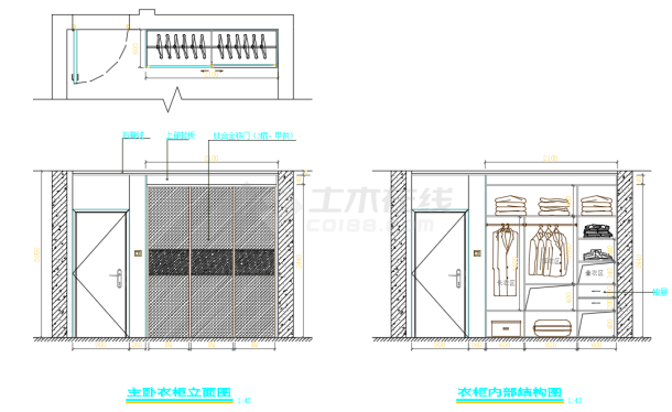 某住宅楼两居室装修施工图+效果图-图一