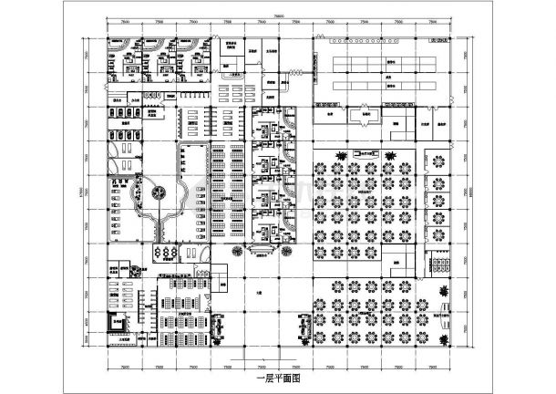 大型洗浴中心整套cad设计方案精简图纸-图一