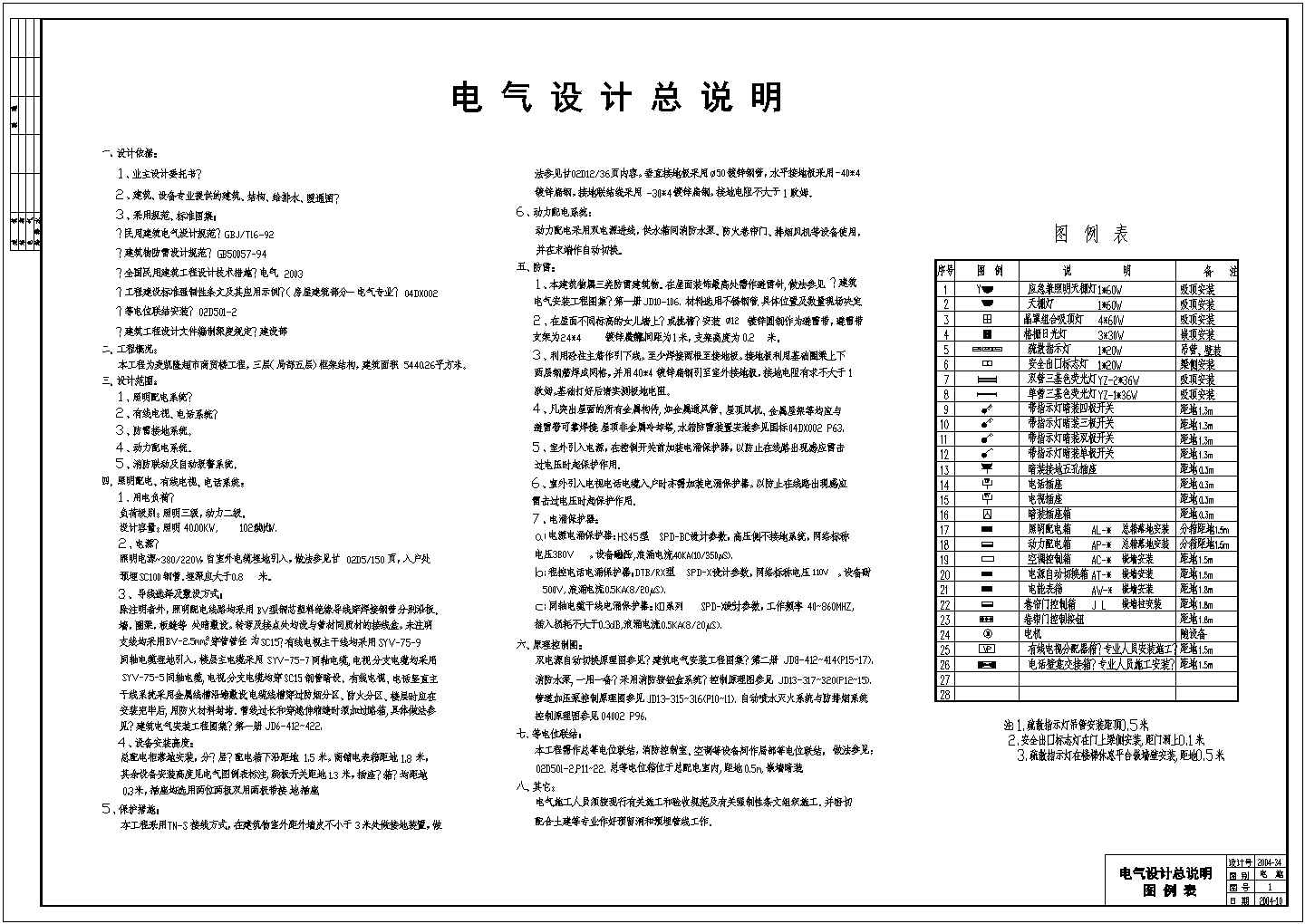 广州某地某超市电气全套设计cad施工图