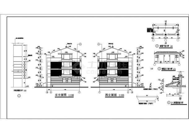 某市区农民拆迁安置小区排屋设计cad建筑图-图一