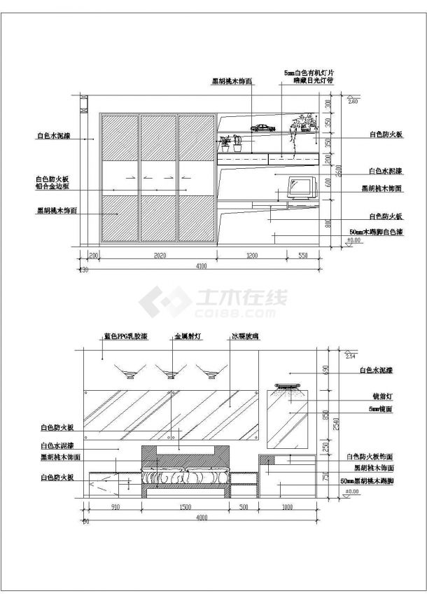 某地区多种卧室装修设计方案施工图-图一