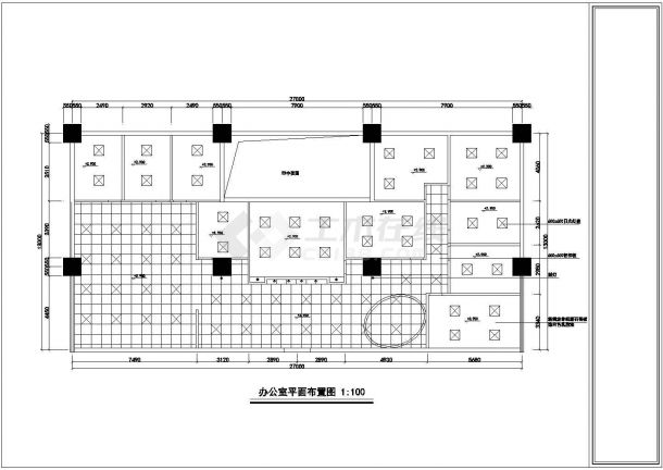 办公室隔间室内平面装修cad详细布置图-图一