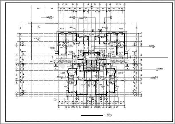 长约31.8米 宽30.3米 28层1楼梯2电梯4户点式住宅楼设计图-图二