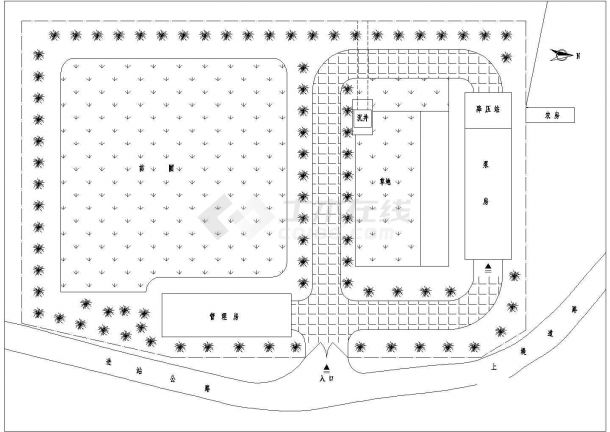 某开发区排涝泵站CAD建筑施工设计图纸-图二