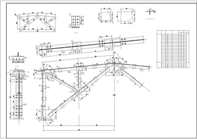 六米跨钢天窗架cad结构施工设计精简图_图1