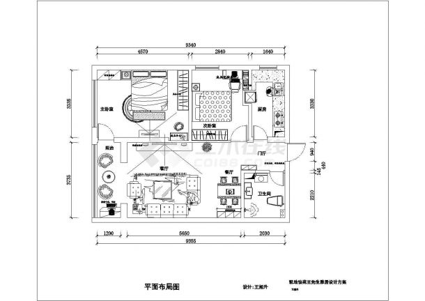 某地区小户型装修设计cad设计施工方案图-图一