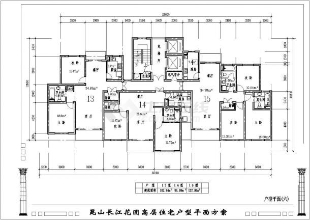 某地区高层户型建筑cad图纸全套-图二