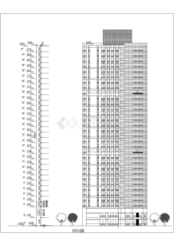 某地区高层点式住宅楼建筑cad图纸-图一