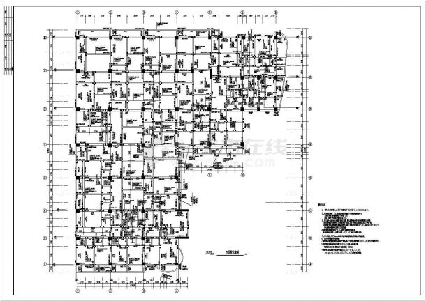 医院肿瘤病房大楼主体结构施工设计方CAD图-图一