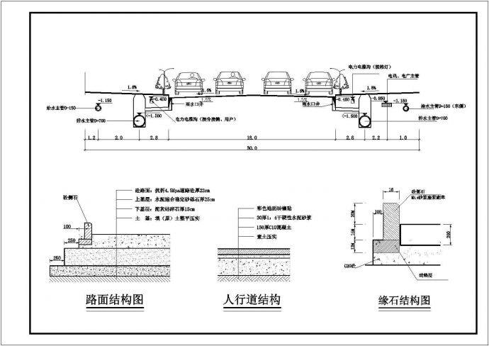 道路结构、总平、断面、给排水整套建筑设计施工图纸_图1