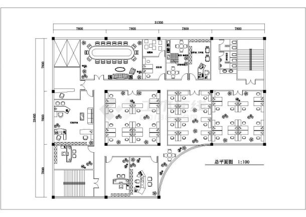 某IT办公室装饰设计施工图（共9张）-图一