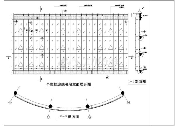 某建筑玻璃幕墙设计施工图（共15张）-图二