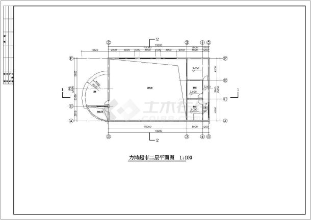 某城市周茉超市建筑cad图纸全套-图二