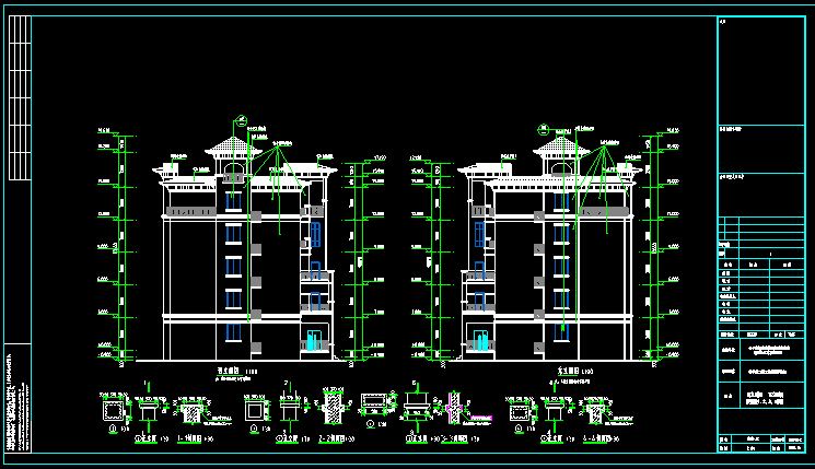 某三层局部两层别墅建筑设计图