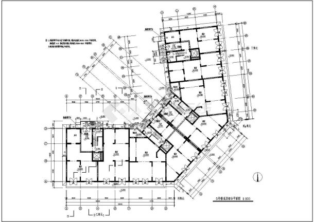 居民住宅大楼建筑施工CAD设计图纸-图一