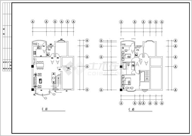 某自建别墅样板房竣工cad详细图纸-图一