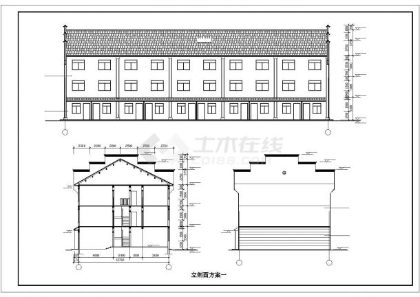 徽派建筑小区住宅和街面房设计方案CAD精简图纸-图二