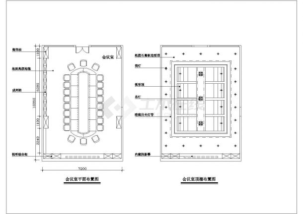 南京某处办公楼装修设计方案CAD图-图一