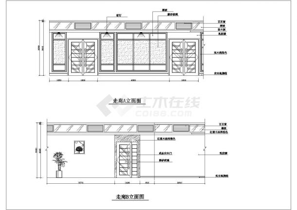 南京某处办公楼装修设计方案CAD图-图二