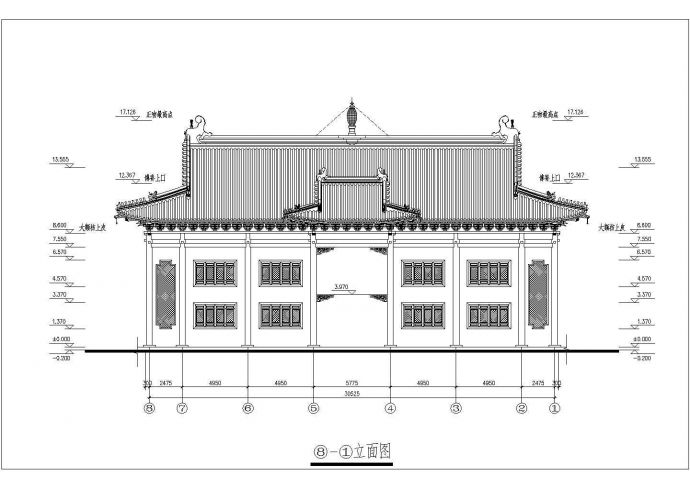 洗心禅寺天王殿建筑设计CAD设计施工图_图1