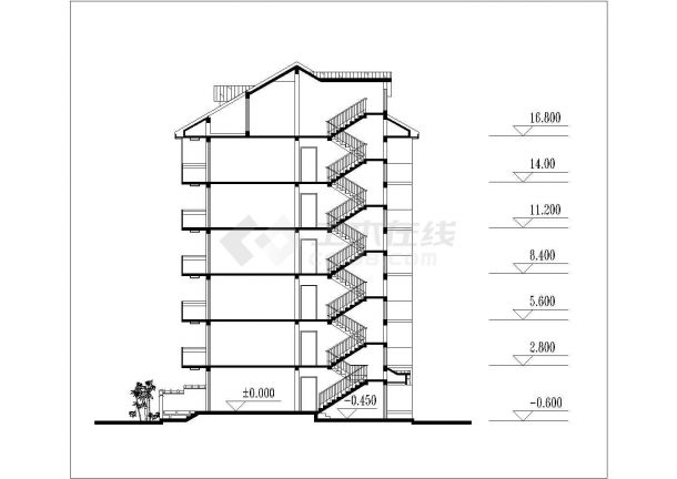 某多层住宅楼标准层及立面CAD施工设计精简图纸-图一