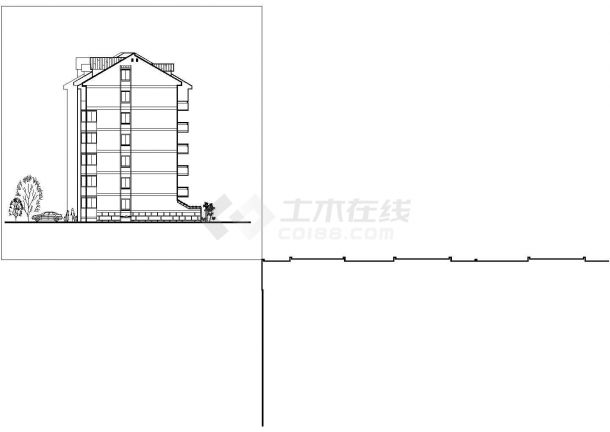 某多层住宅楼标准层及立面CAD施工设计精简图纸-图二