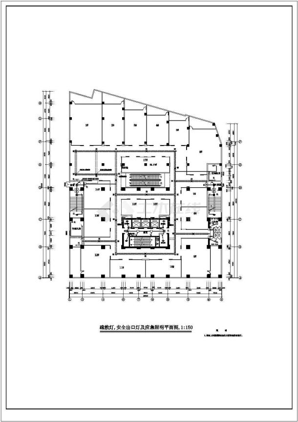 某地区某商场1号楼电气、消防电气cad设计施工图-图一