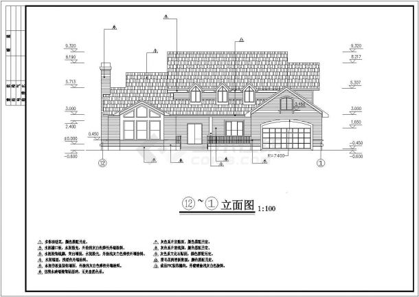 某精致小别墅建筑施工CAD设计全套图-图二
