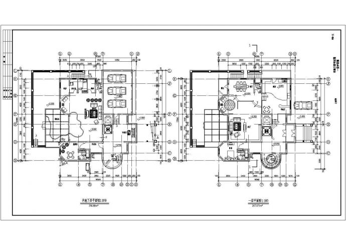某地三层独栋别墅建筑设计施工CAD图_图1