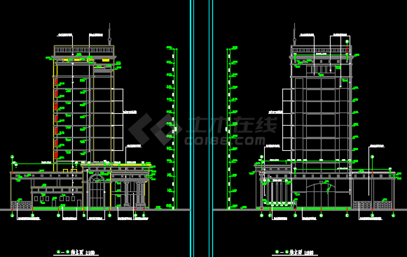 某地高层银行办公楼建筑CAD施工图纸-图二