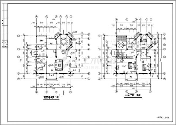 总面积371.1平方米三层别墅建筑设计施工图-图一