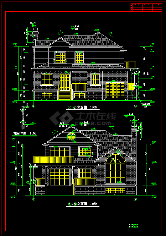 一栋三层别墅建筑设计图（含各种详图）-图一