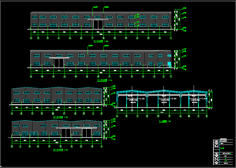 单层钢棚结构厂房建筑结构图