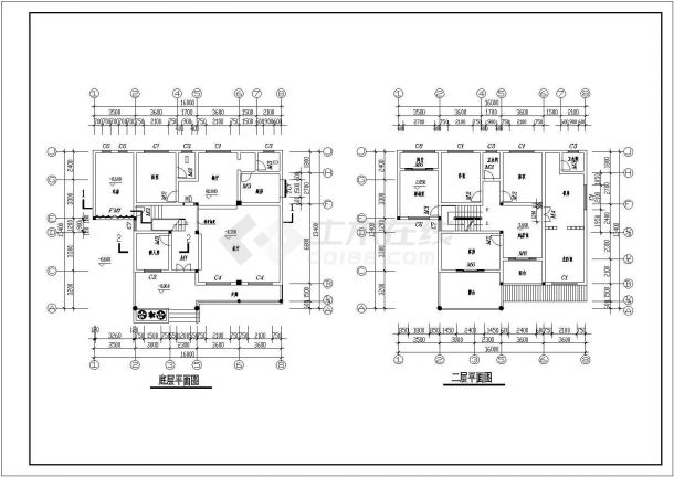 某二层砖混结构别墅设计施工CAD图-图一