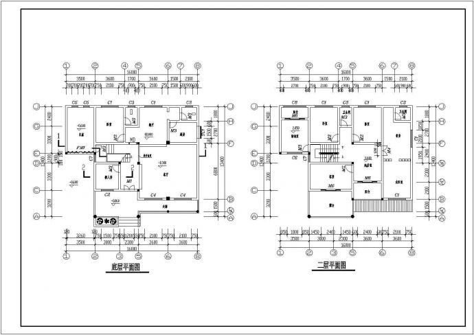 某二层砖混结构别墅设计施工CAD图_图1