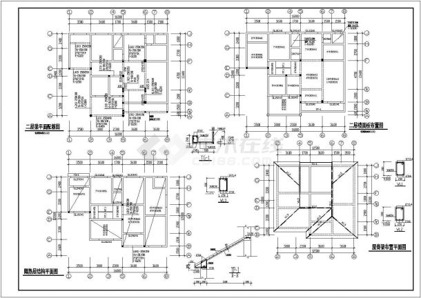 某二层砖混结构别墅设计施工CAD图-图二