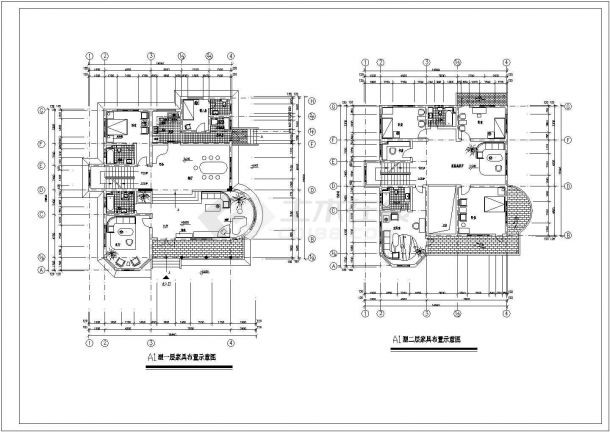   某A1型别墅单体建筑设计施工CAD图-图一