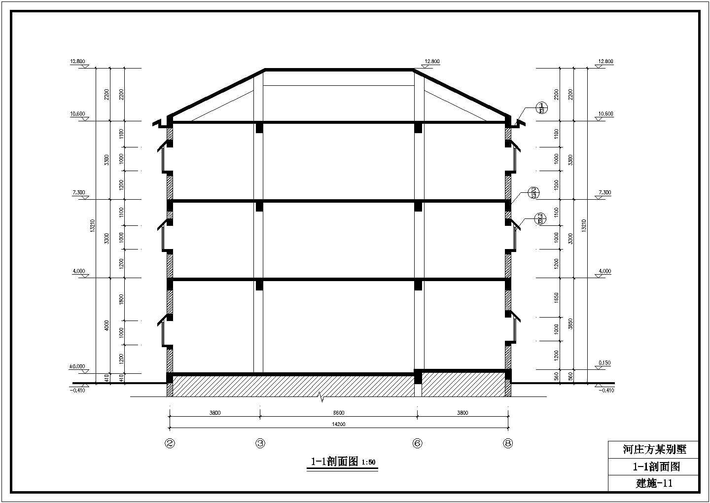 某河庄别墅建筑设计施工CAD图纸